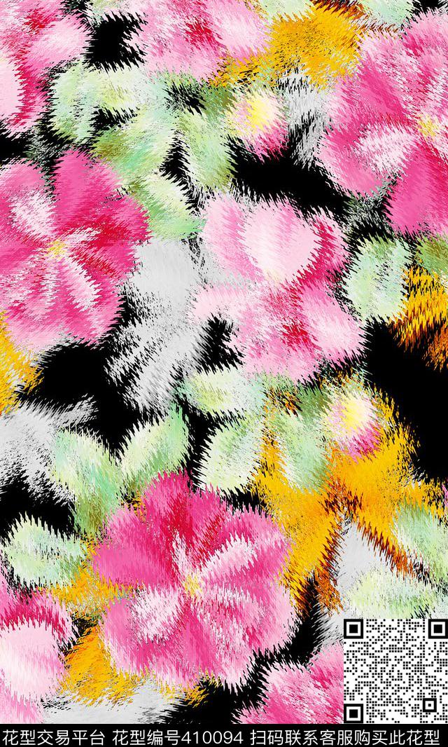 花写意花鸟混搭类数码印花华亿平台下载（图片编号: 410094） - 瓦栏（Walan）