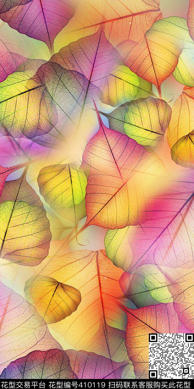 清爽叶子数码印花华亿平台下载（图片编号: 410119） - 瓦栏（Walan）