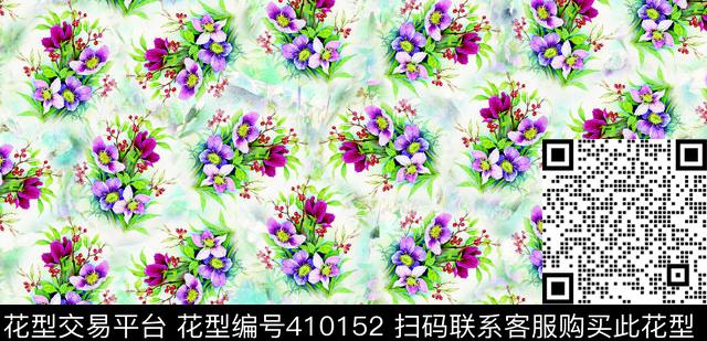 粉花卉数码印花华亿平台下载（图片编号: 410152） - 瓦栏（Walan）