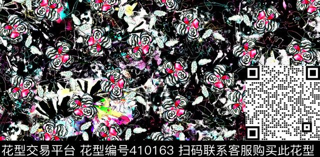 花卉蓝数码印花华亿平台下载（图片编号: 410163） - 瓦栏（Walan）