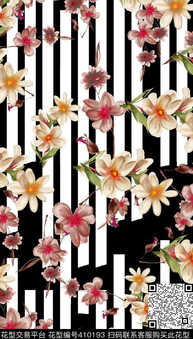 女装四方连续花鸟植物数码印花华亿平台下载（图片编号: 410193） - 瓦栏（Walan）