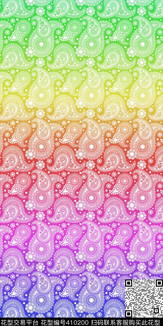 火腿花佩斯利时尚数码印花华亿平台下载（图片编号: 410200） - 瓦栏（Walan）