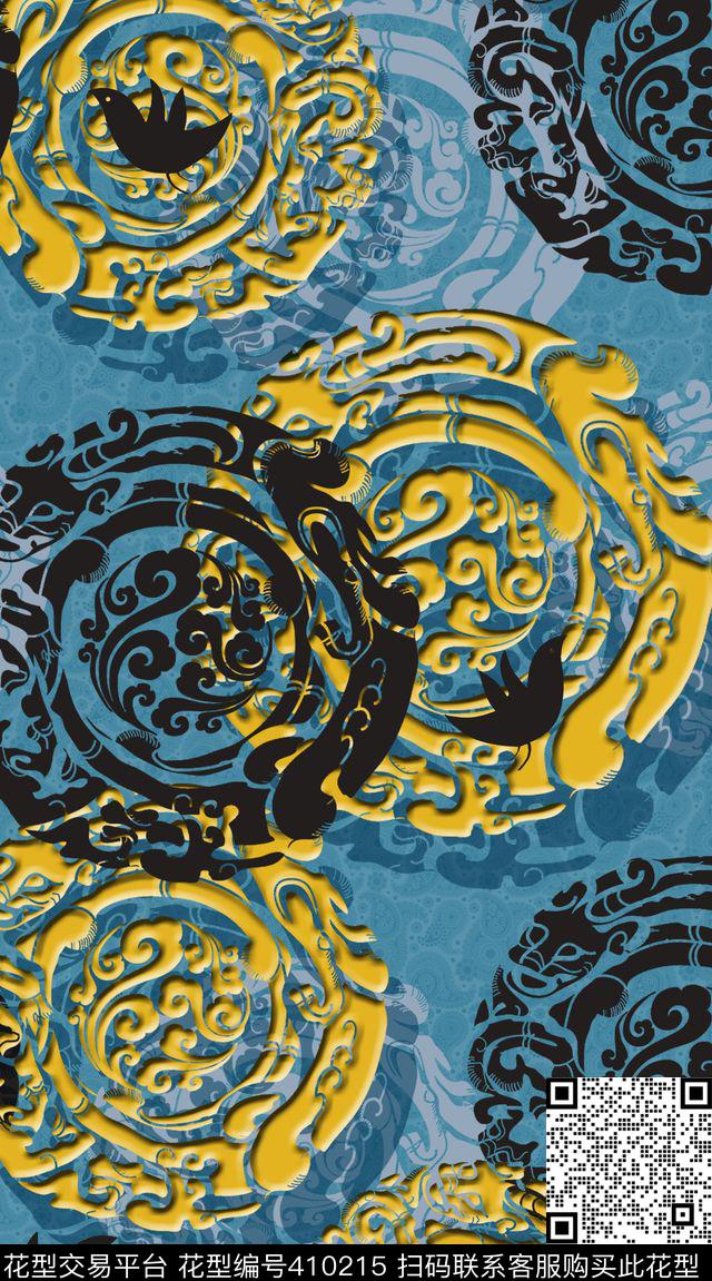 民族风圆形花纹中国风传统印花华亿平台下载（图片编号: 410215） - 瓦栏（Walan）