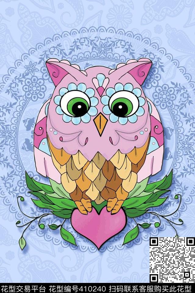 动物简约猫头鹰传统印花华亿平台下载（图片编号: 410240） - 瓦栏（Walan）
