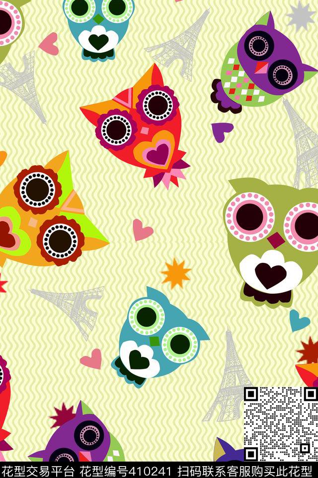 动物简约猫头鹰传统印花华亿平台下载（图片编号: 410241） - 瓦栏（Walan）