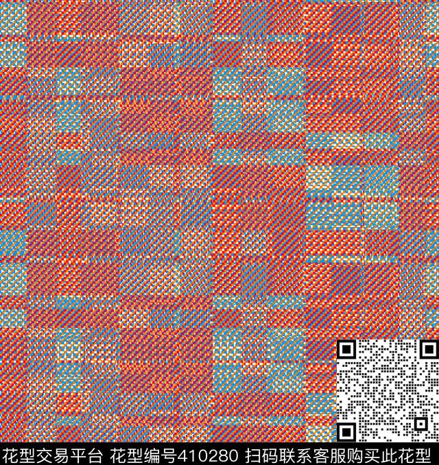 方格简洁斜纹数码印花华亿平台下载（图片编号: 410280） - 瓦栏（Walan）