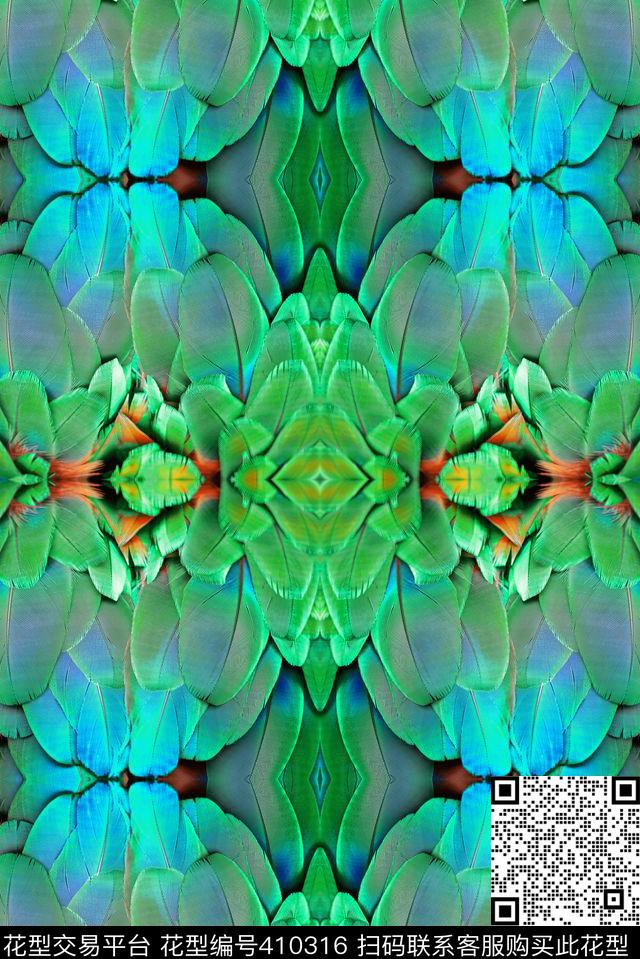 羽毛拼接花纹抽象数码印花华亿平台下载（图片编号: 410316） - 瓦栏（Walan）