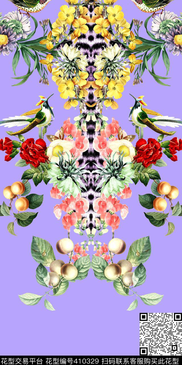 时尚水果鸟数码印花华亿平台下载（图片编号: 410329） - 瓦栏（Walan）