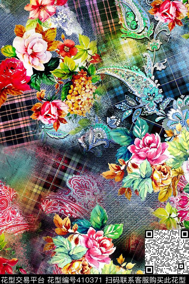 复古佩斯里花卉数码印花华亿平台下载（图片编号: 410371） - 瓦栏（Walan）
