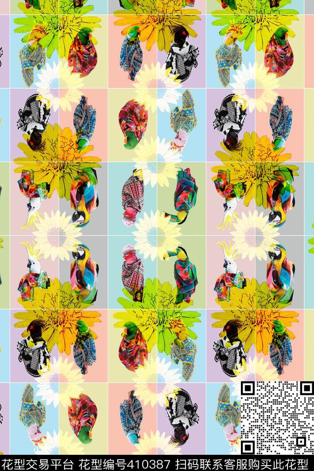 戏曲人物中国风脸谱数码印花华亿平台下载（图片编号: 410387） - 瓦栏（Walan）