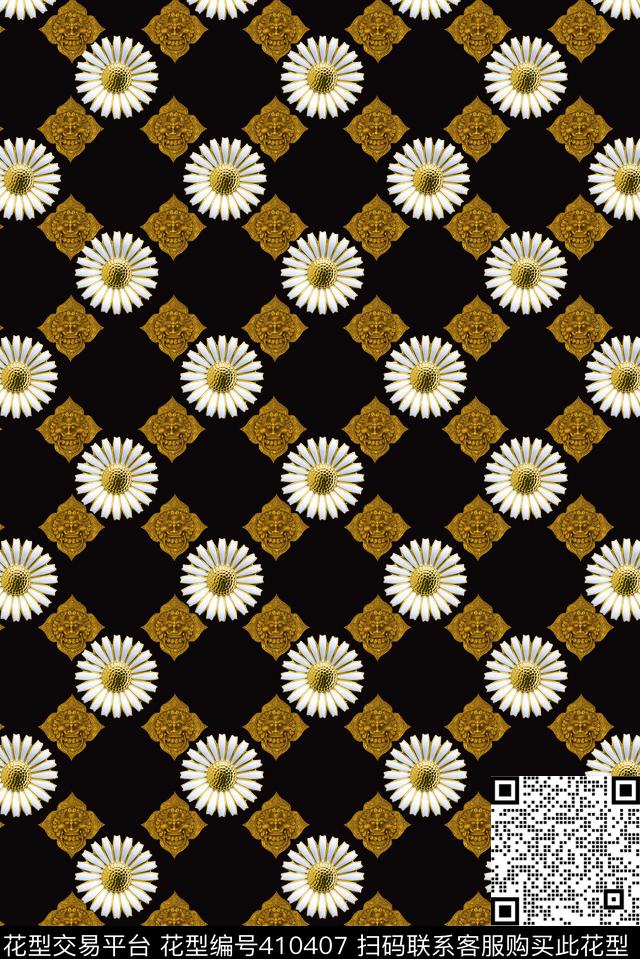 戏曲人物中国风脸谱数码印花华亿平台下载（图片编号: 410407） - 瓦栏（Walan）