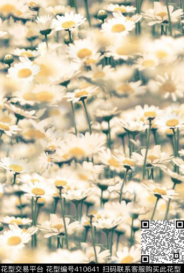 花卉小雏菊数码印花华亿平台下载（图片编号: 410641） - 瓦栏（Walan）