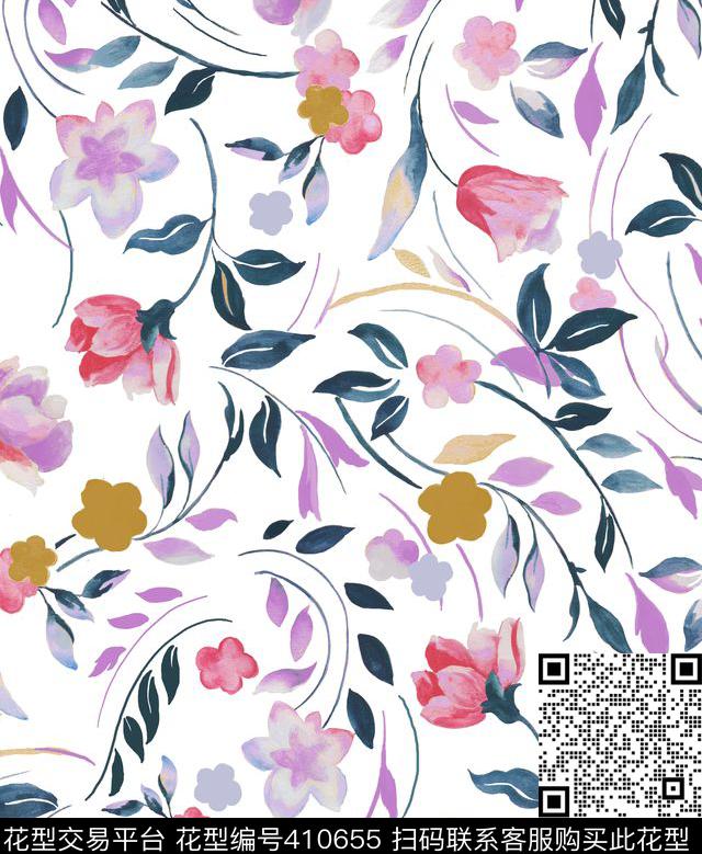 花朵花卉数码印花华亿平台下载（图片编号: 410655） - 瓦栏（Walan）