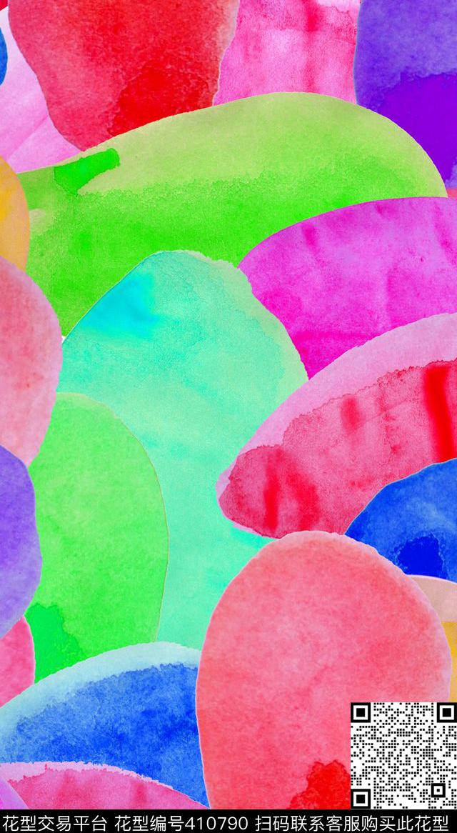 花瓣水彩水墨数码印花华亿平台下载（图片编号: 410790） - 瓦栏（Walan）