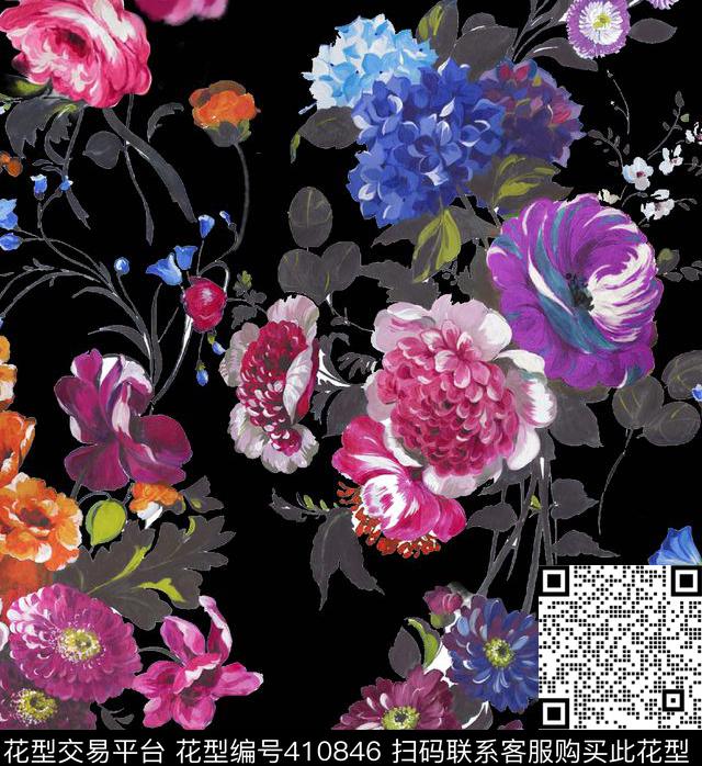 复古花卉传统印花华亿平台下载（图片编号: 410846） - 瓦栏（Walan）