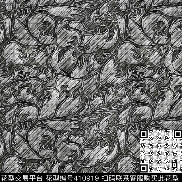 提花卷草纹素雅数码印花华亿平台下载（图片编号: 410919） - 瓦栏（Walan）