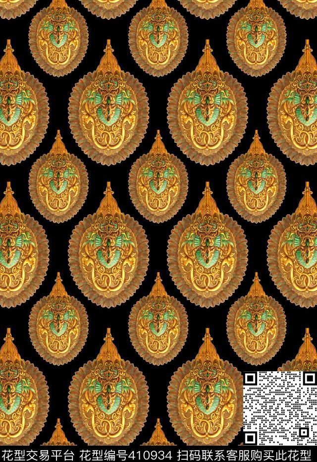 欧式风格扇子民族数码印花华亿平台下载（图片编号: 410934） - 瓦栏（Walan）