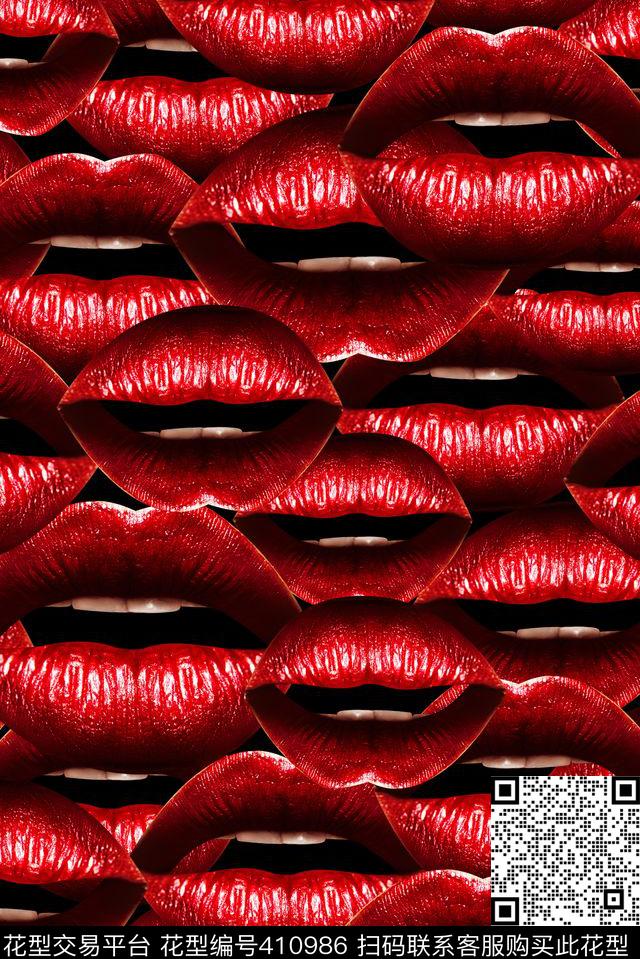 魅惑立体性感嘴唇抽象数码印花华亿平台下载（图片编号: 410986） - 瓦栏（Walan）