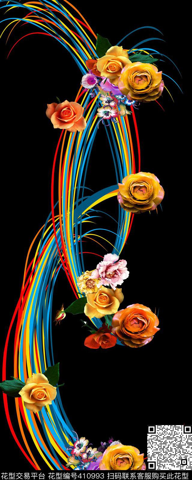 花卉几何数码印花华亿平台下载（图片编号: 410993） - 瓦栏（Walan）