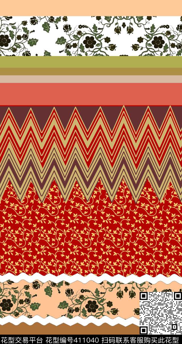 混搭几何名族风传统印花华亿平台下载（图片编号: 411040） - 瓦栏（Walan）