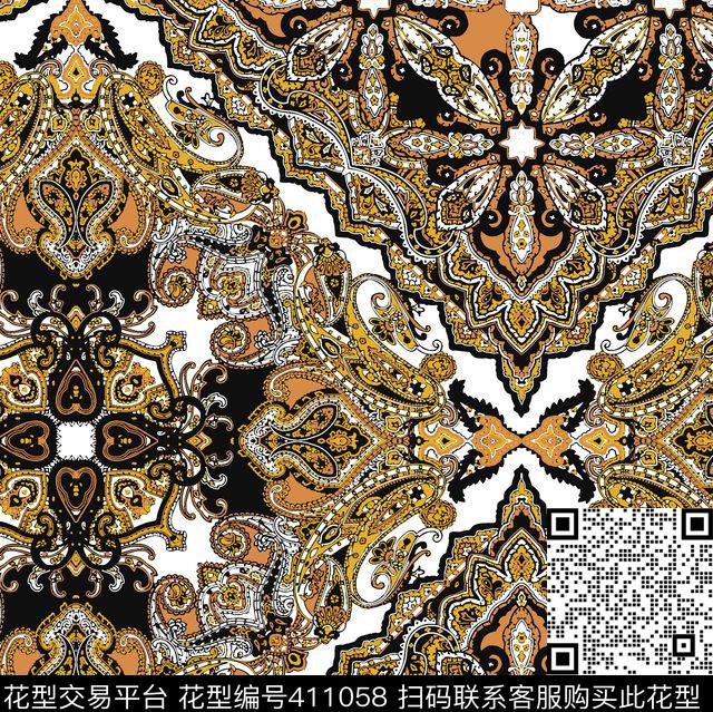 美式土耳其风格中东传统印花华亿平台下载（图片编号: 411058） - 瓦栏（Walan）