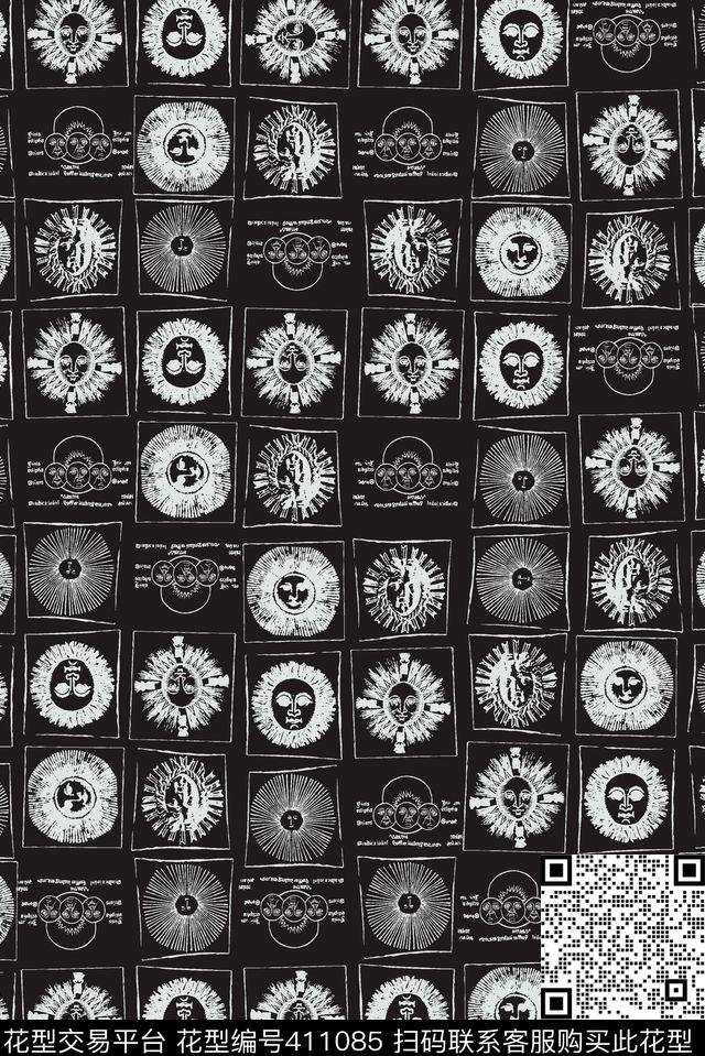 戏曲人物中国风脸谱数码印花华亿平台下载（图片编号: 411085） - 瓦栏（Walan）