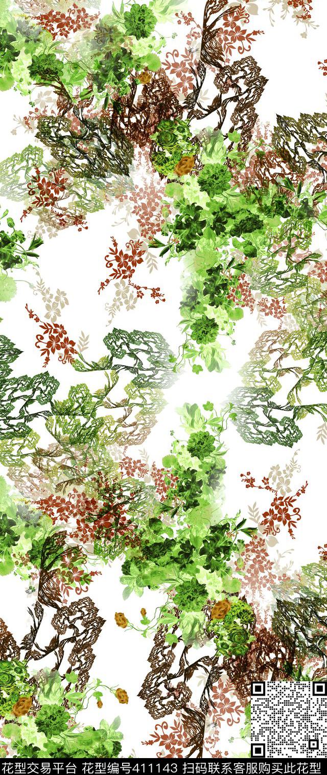 花时装欧美大气时装数码印花华亿平台下载（图片编号: 411143） - 瓦栏（Walan）