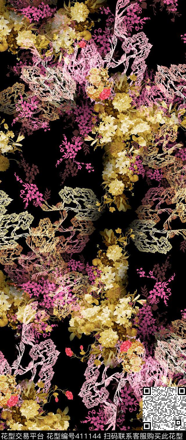 花时装欧美大气时装数码印花华亿平台下载（图片编号: 411144） - 瓦栏（Walan）