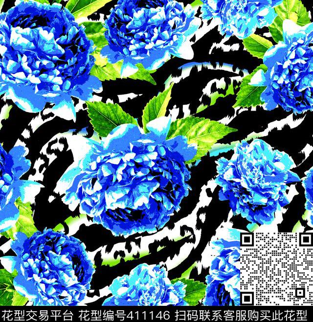 植物花卉时尚泳装时尚女装传统印花华亿平台下载（图片编号: 411146） - 瓦栏（Walan）