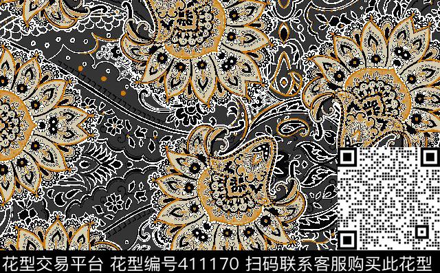 民族抽象花纹面料华亿平台传统印花华亿平台下载（图片编号: 411170） - 瓦栏（Walan）