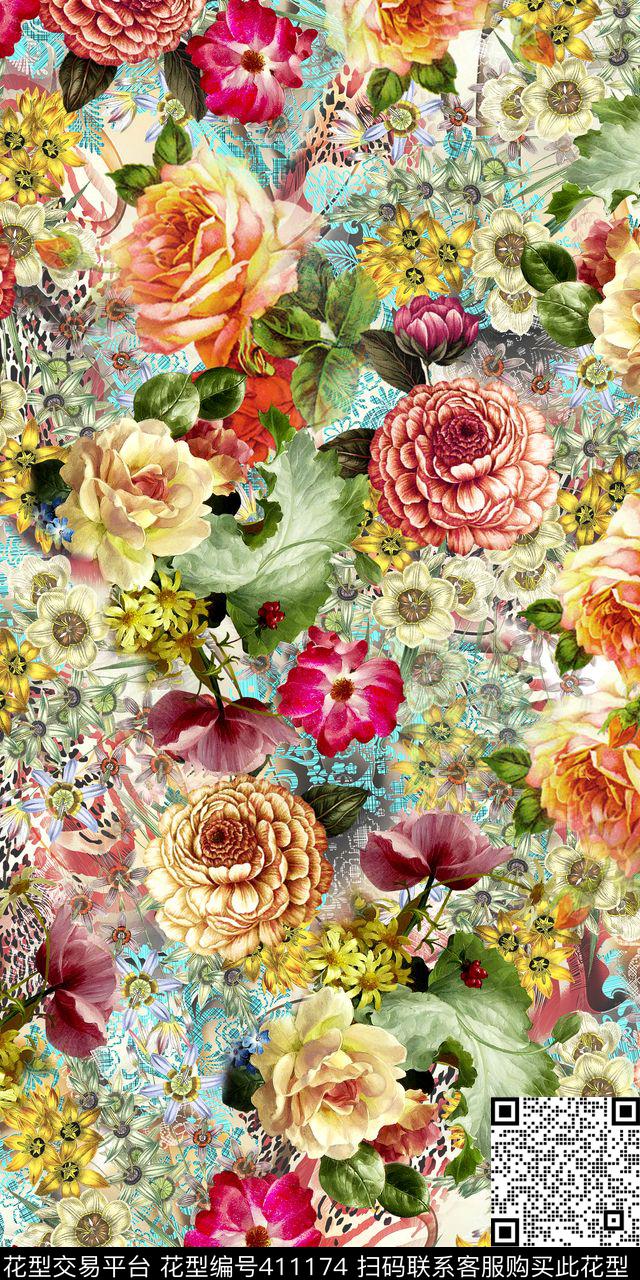 大气清爽小碎花手绘数码印花华亿平台下载（图片编号: 411174） - 瓦栏（Walan）