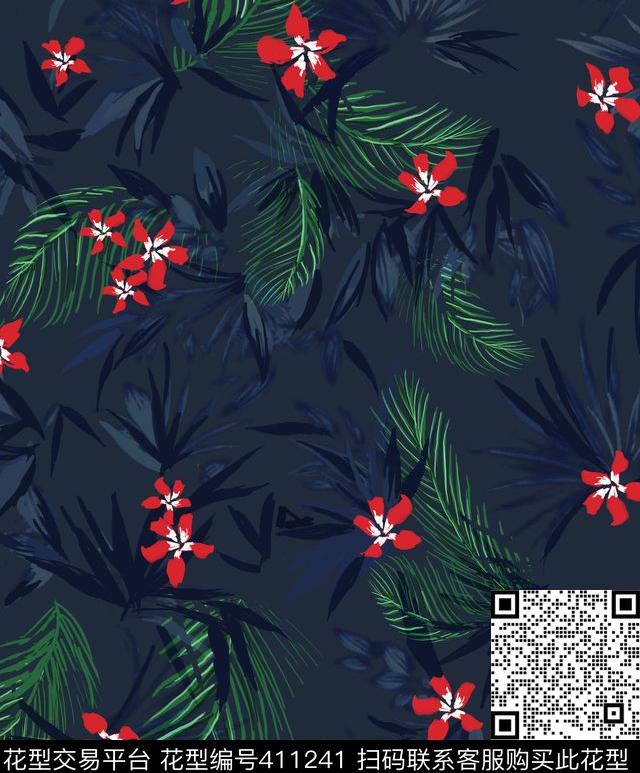 花卉热带传统印花华亿平台下载（图片编号: 411241） - 瓦栏（Walan）