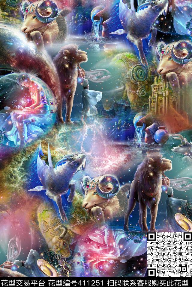 戏曲人物中国风脸谱数码印花华亿平台下载（图片编号: 411251） - 瓦栏（Walan）