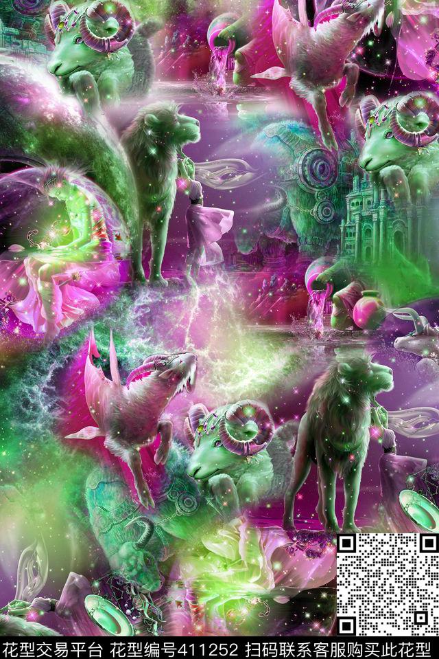 戏曲人物中国风脸谱数码印花华亿平台下载（图片编号: 411252） - 瓦栏（Walan）