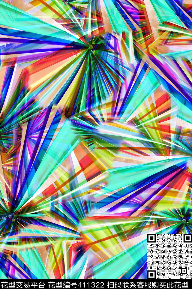 多彩几何条纹数码印花华亿平台下载（图片编号: 411322） - 瓦栏（Walan）