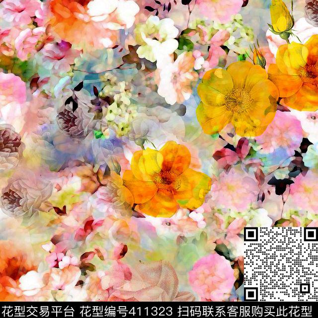 花卉休闲个性个性抽象数码印花华亿平台下载（图片编号: 411323） - 瓦栏（Walan）
