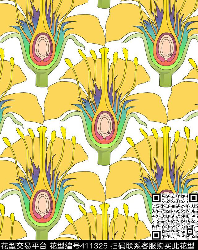 手绘花卉休闲个性花朵传统印花华亿平台下载（图片编号: 411325） - 瓦栏（Walan）