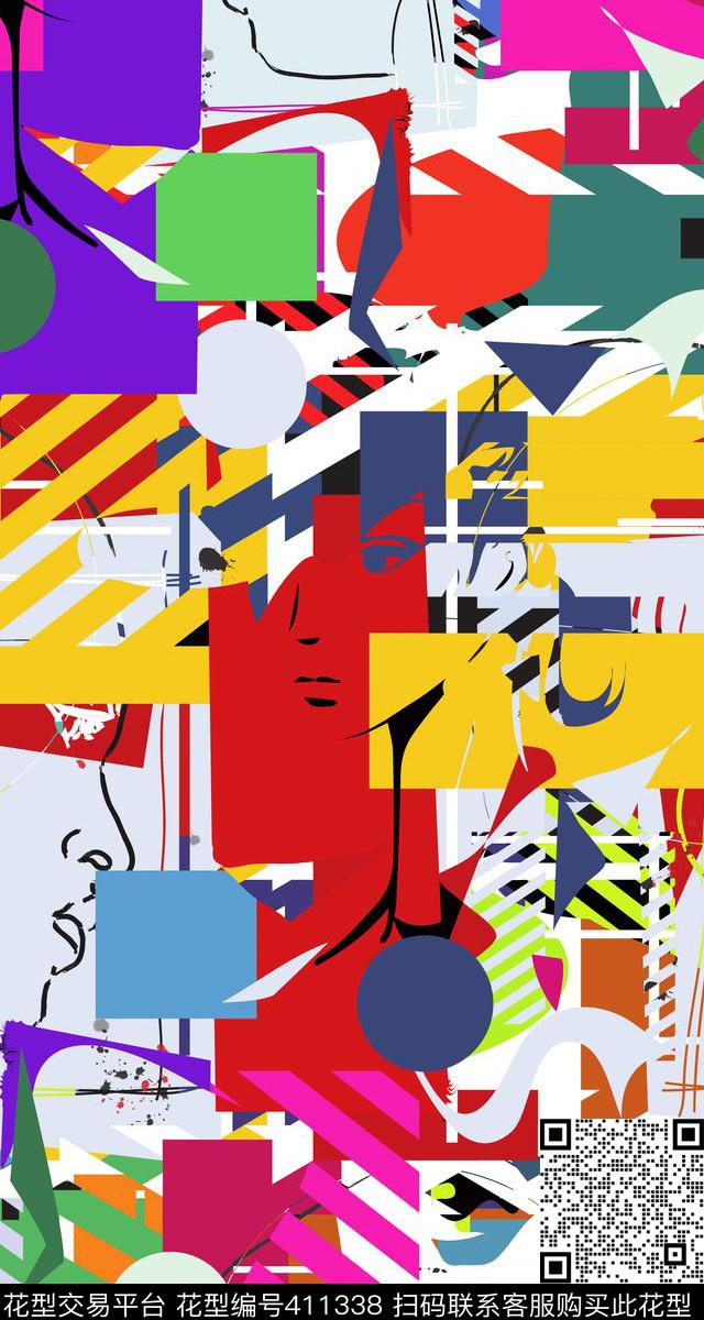 抽象服装色彩传统印花华亿平台下载（图片编号: 411338） - 瓦栏（Walan）