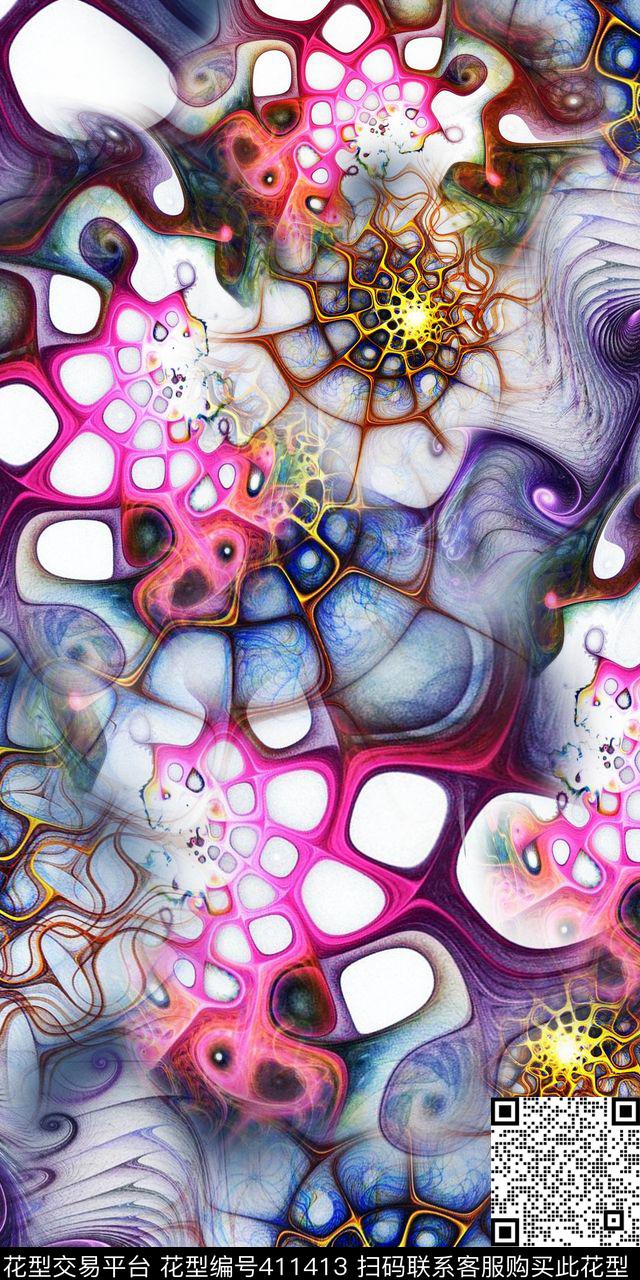 绚丽光炫。漩涡数码印花华亿平台下载（图片编号: 411413） - 瓦栏（Walan）