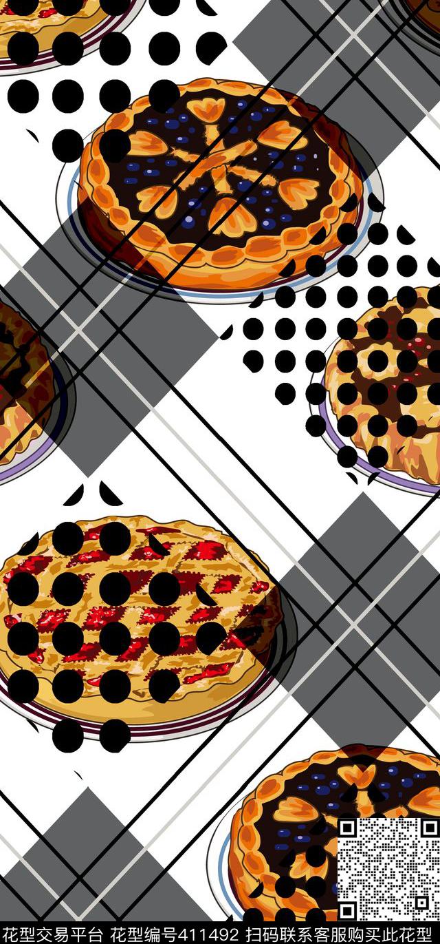 蛋糕几何食品时尚传统印花华亿平台下载（图片编号: 411492） - 瓦栏（Walan）