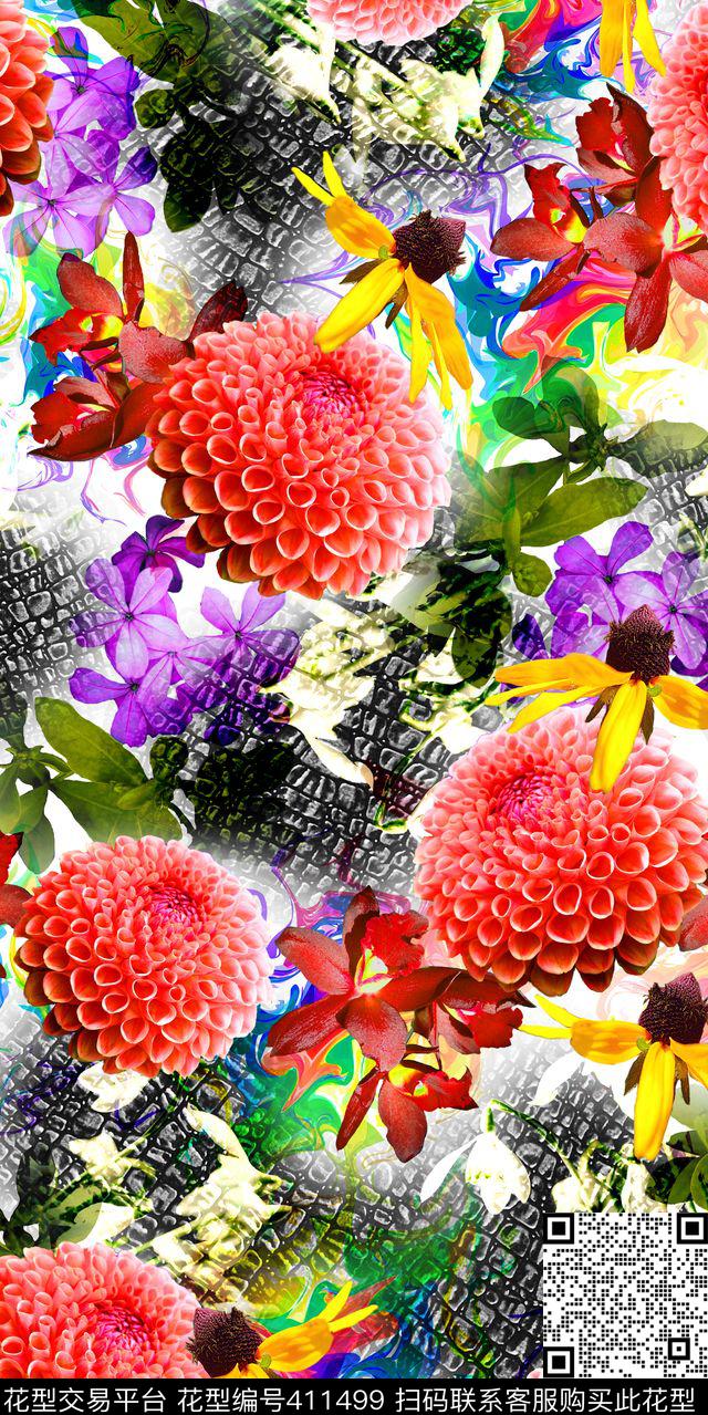 花卉动物纹流行时尚新潮数码画稿数码印花华亿平台下载（图片编号: 411499） - 瓦栏（Walan）