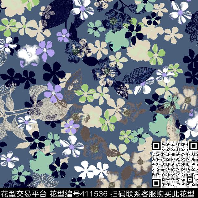 花卉清新花卉优雅清新传统印花华亿平台下载（图片编号: 411536） - 瓦栏（Walan）