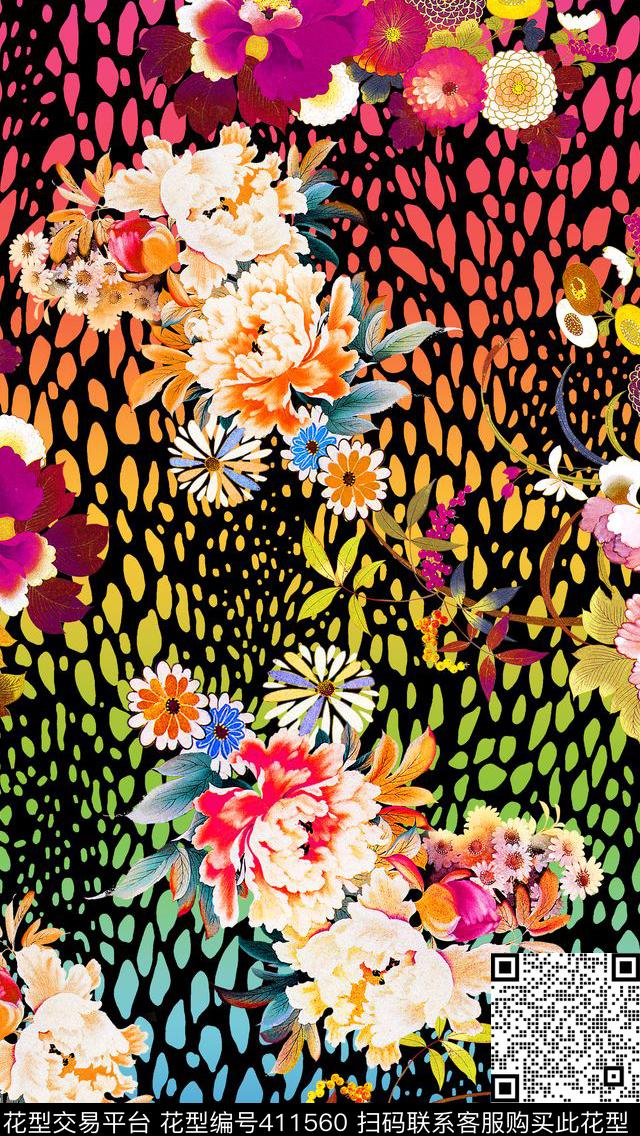 数码印花动物纹花卉多色动物纹数码印花华亿平台下载（图片编号: 411560） - 瓦栏（Walan）