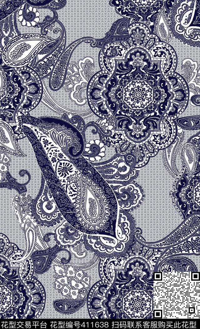 火腿宫廷网风佩斯利火腿传统印花华亿平台下载（图片编号: 411638） - 瓦栏（Walan）