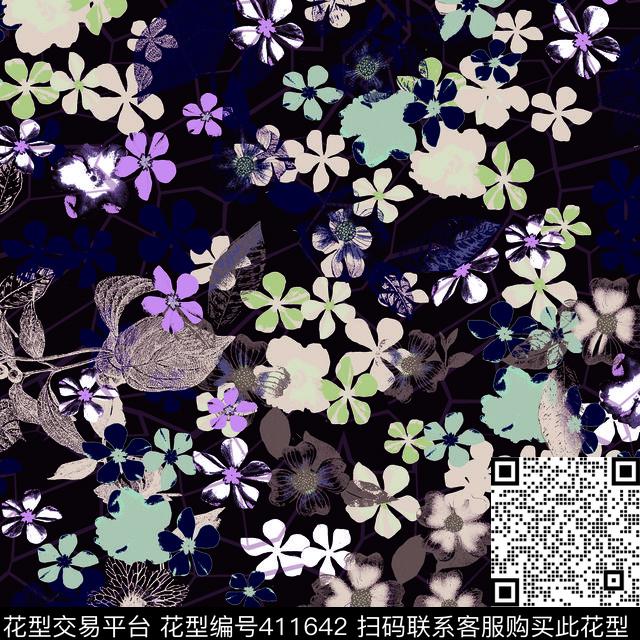 花卉印花优雅清新传统印花华亿平台下载（图片编号: 411642） - 瓦栏（Walan）