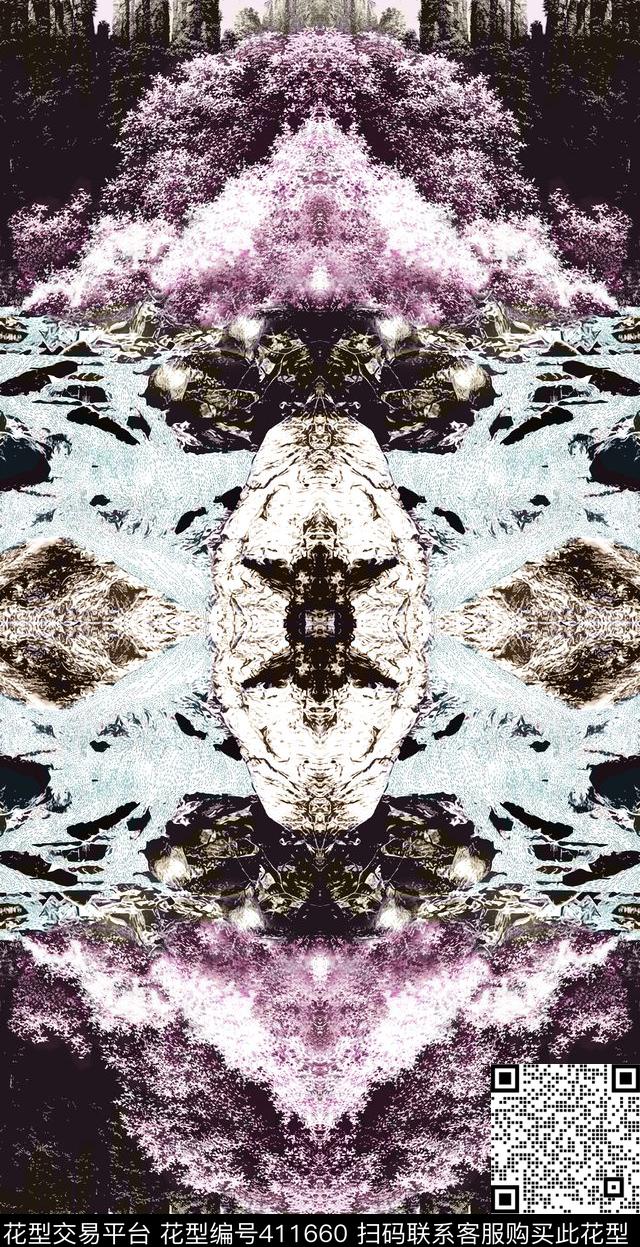 抽象中东山水画数码印花华亿平台下载（图片编号: 411660） - 瓦栏（Walan）