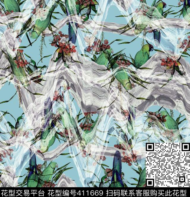 抽象层次花数码印花华亿平台下载（图片编号: 411669） - 瓦栏（Walan）