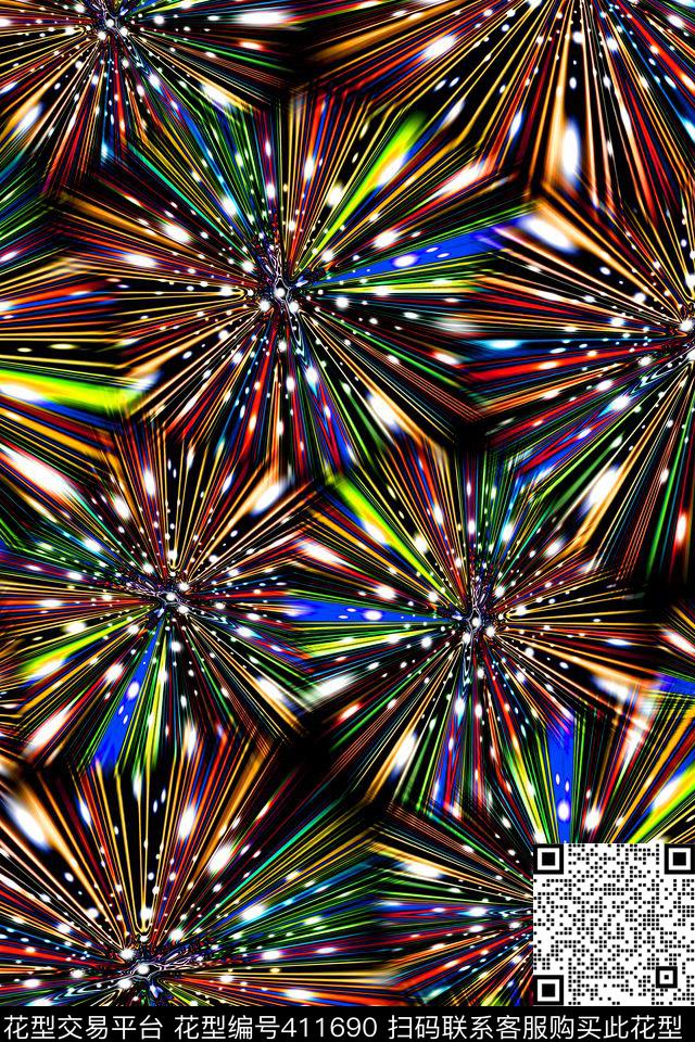 多彩光线烟花数码印花华亿平台下载（图片编号: 411690） - 瓦栏（Walan）