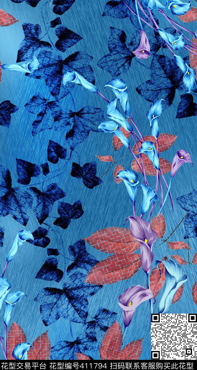 抽象拉丝纤维数码印花华亿平台下载（图片编号: 411794） - 瓦栏（Walan）