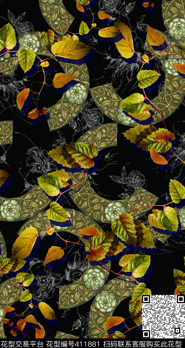 抽象复古欧式数码印花华亿平台下载（图片编号: 411881） - 瓦栏（Walan）